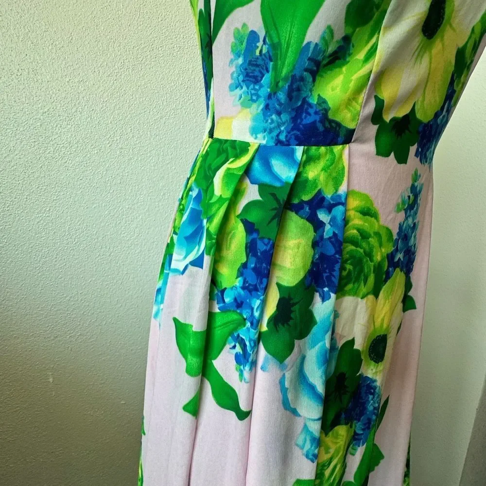 Antropologie Eva Franco Floral Pink Dress Halter Top Keyhole Rare Romantic SZ S